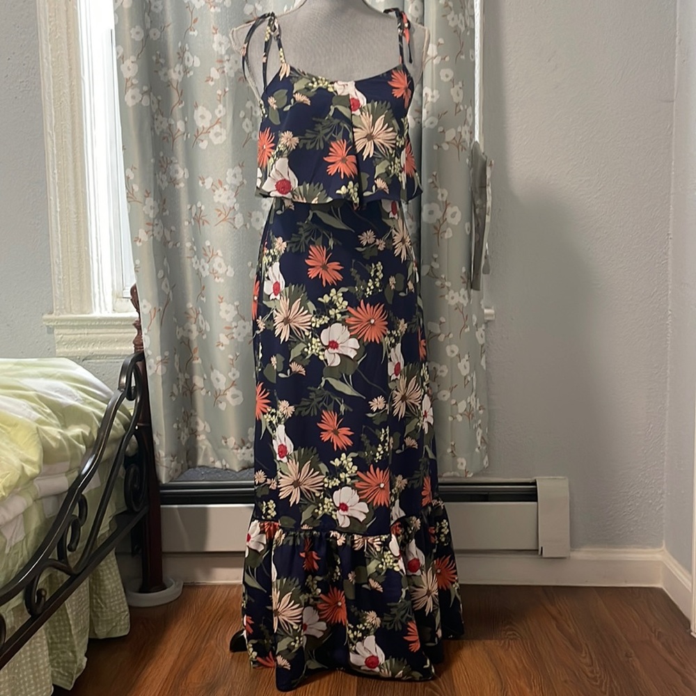 Banana Republic Floral Maxi Dress - Navy and Coral